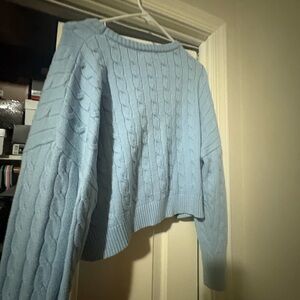 OrangeKiss Light blue knit cropped sweater